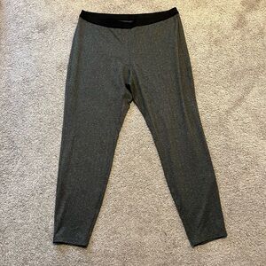 Eileen Fisher size XL Gray Leggings with Black Waistband